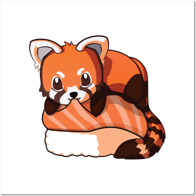 Red Panda Salmon Sushi Wall Art by Myanko